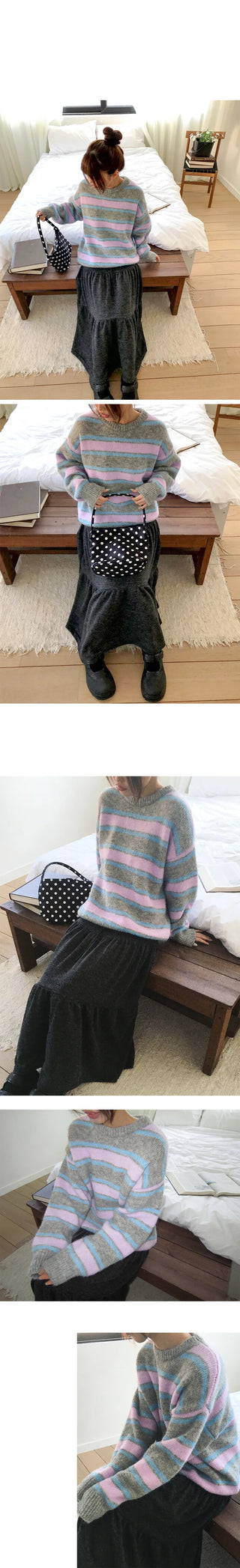 Lebain Stripe Mix Round Knit