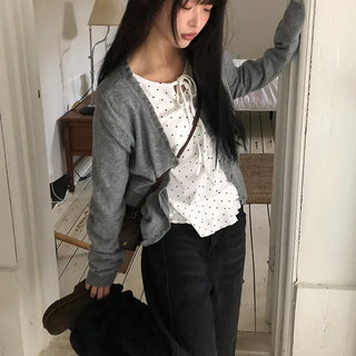 Ferring Frill V-neck Knit Cardigan