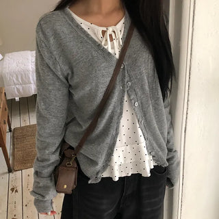 Ferring Frill V-neck Knit Cardigan