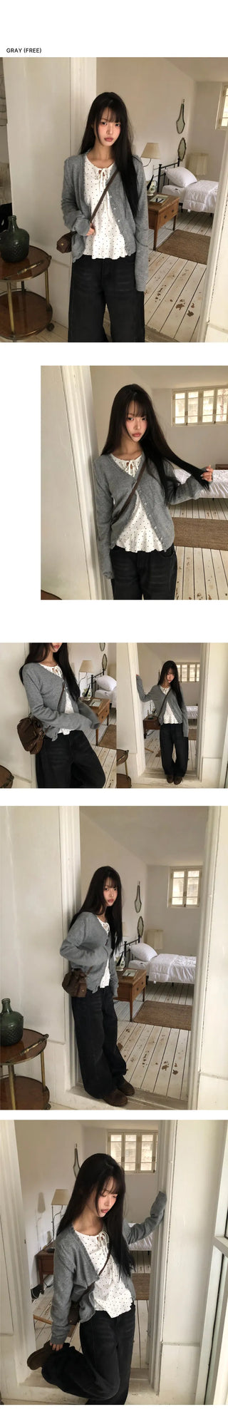 Ferring Frill V-neck Knit Cardigan