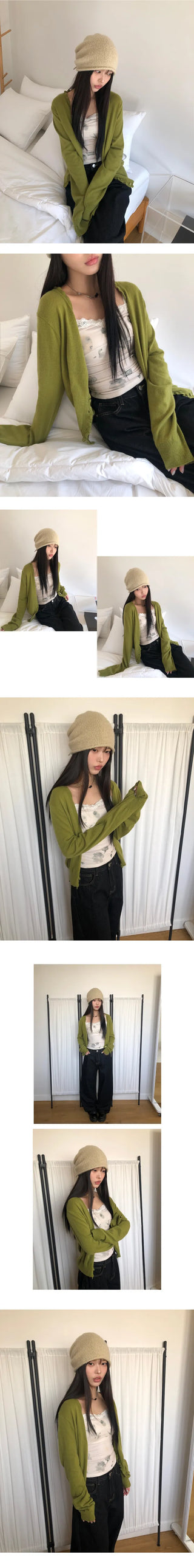 Ferring Frill V-neck Knit Cardigan