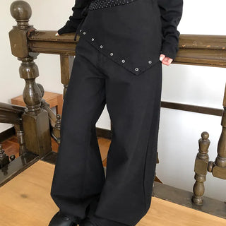 Maon Eyelet Scarf Layered Cotton Pants