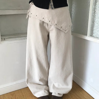 Maon Eyelet Scarf Layered Cotton Pants