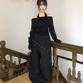 Maon Eyelet Scarf Layered Cotton Pants