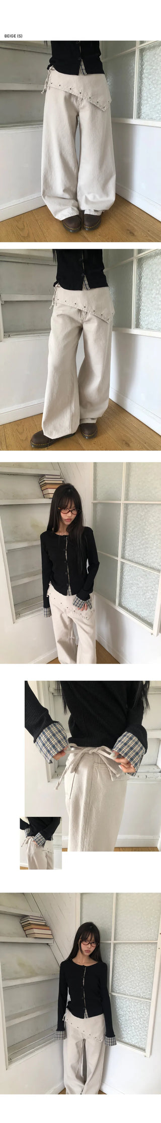 Maon Eyelet Scarf Layered Cotton Pants