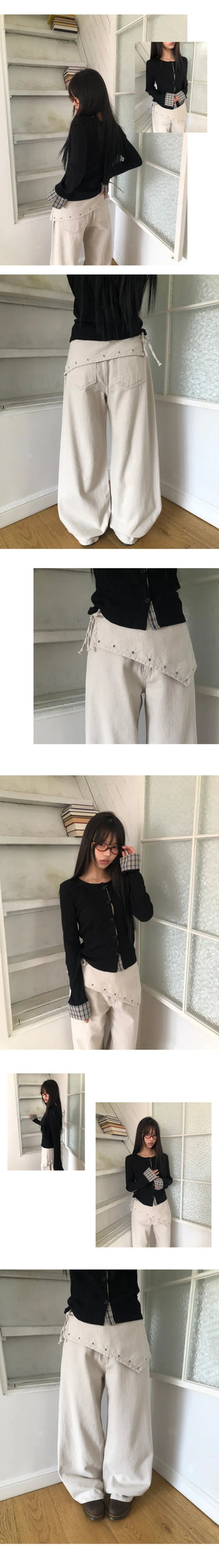 Maon Eyelet Scarf Layered Cotton Pants