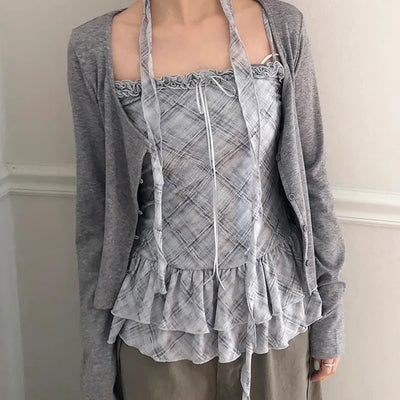 Tevin Check Cardigan Set