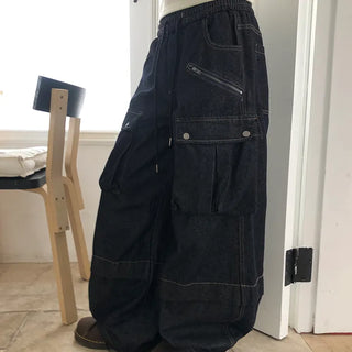 Lerin Elastic Waist Wide Cargo Two-Way Pants