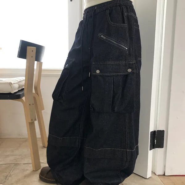 Lerin Elastic Waist Wide Cargo Two-Way Pants