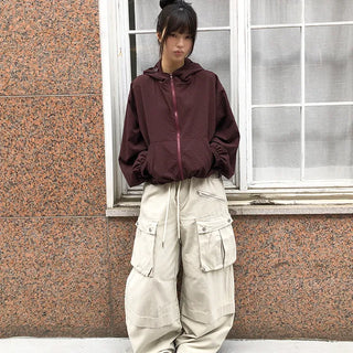 Lerin Elastic Waist Wide Cargo Two-Way Pants