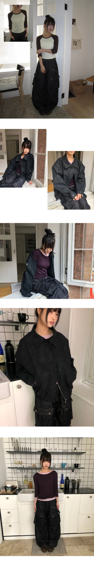 Lerin Elastic Waist Wide Cargo Two-Way Pants