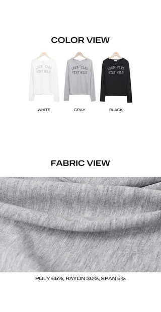Queend Lettering Button Long Sleeve T-shirt