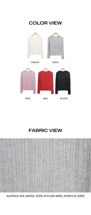 Luhan Alpaca Wool Round Ribbed Knit