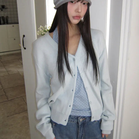 Hunin Basic V-neck Knit Cardigan