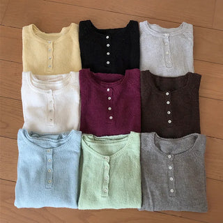 Terran Raglan Button Round Knit