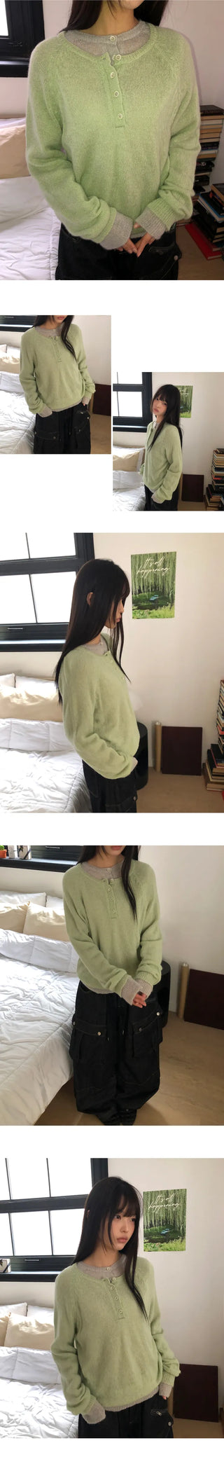 Terran Raglan Button Round Knit