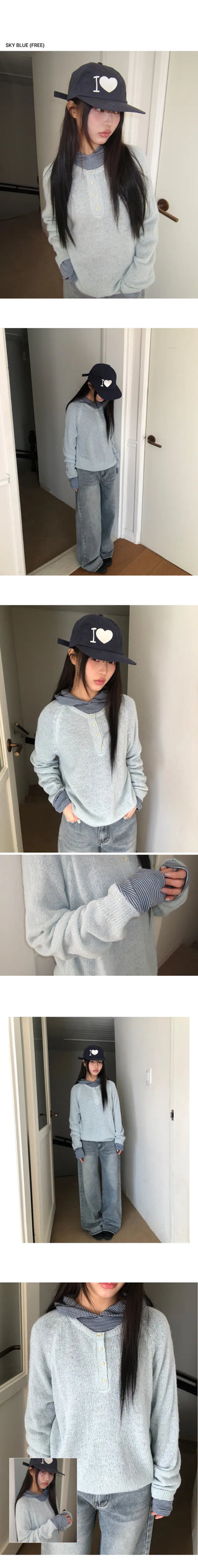 Terran Raglan Button Round Knit