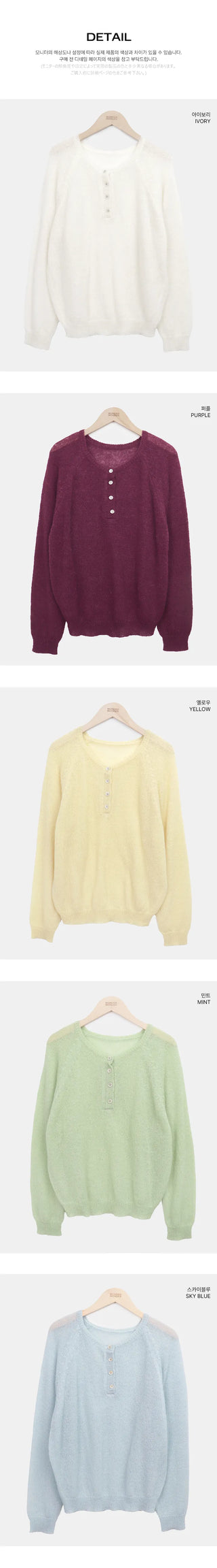 Terran Raglan Button Round Knit