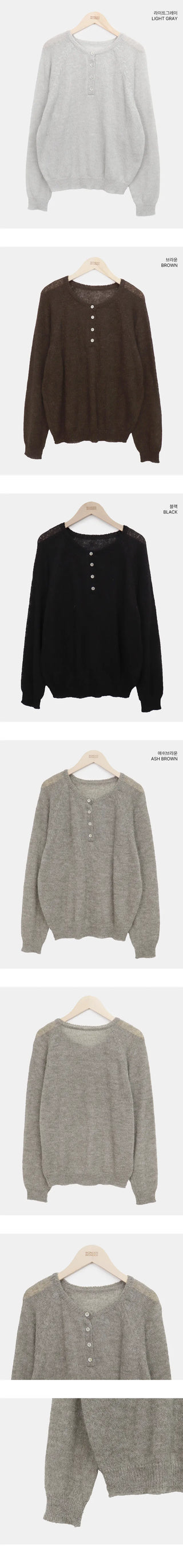 Terran Raglan Button Round Knit