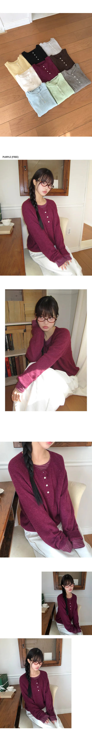 Terran Raglan Button Round Knit