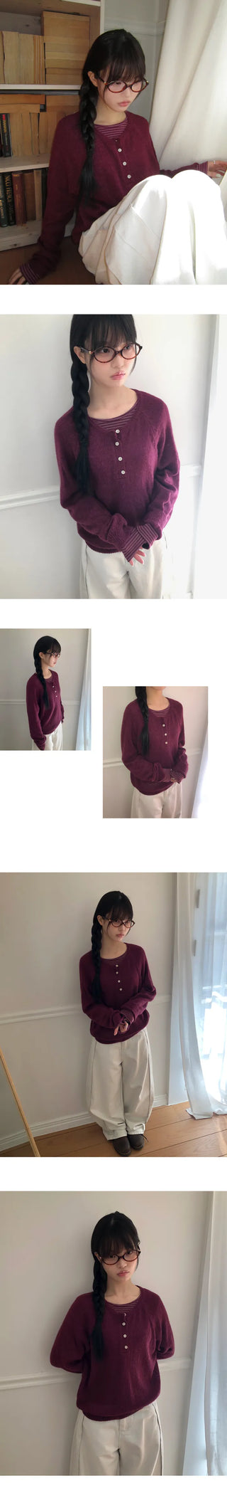 Terran Raglan Button Round Knit