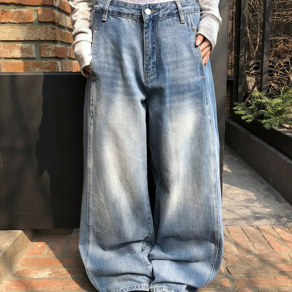 Nilon Cut-out Rivet Wide Denim Pants