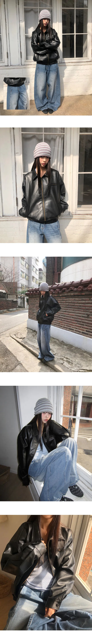 Nilon Cut-out Rivet Wide Denim Pants