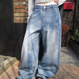 Nilon Cut-out Rivet Wide Denim Pants