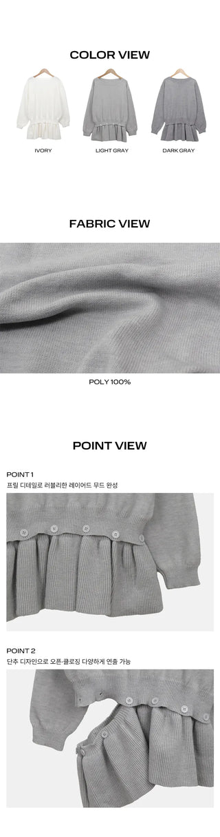 Pyeongon Layered Frill Button Knit