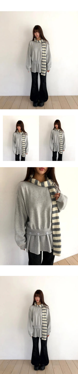 Pyeongon Layered Frill Button Knit