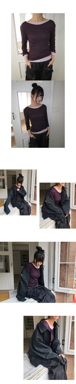 Andin Layered Tencel 3/4 Sleeve T-shirt