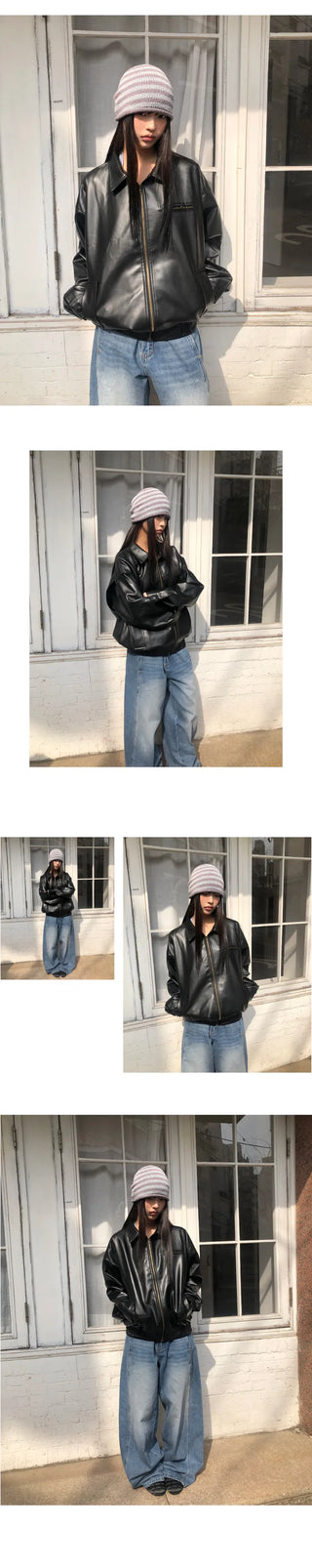 K-Bone Oversized Leather Jumper