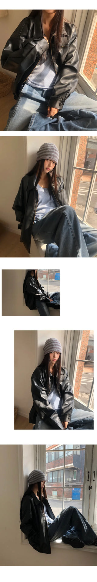 K-Bone Oversized Leather Jumper