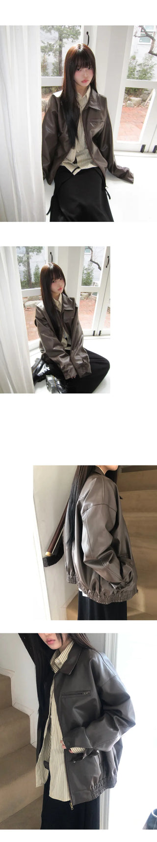 K-Bone Oversized Leather Jumper