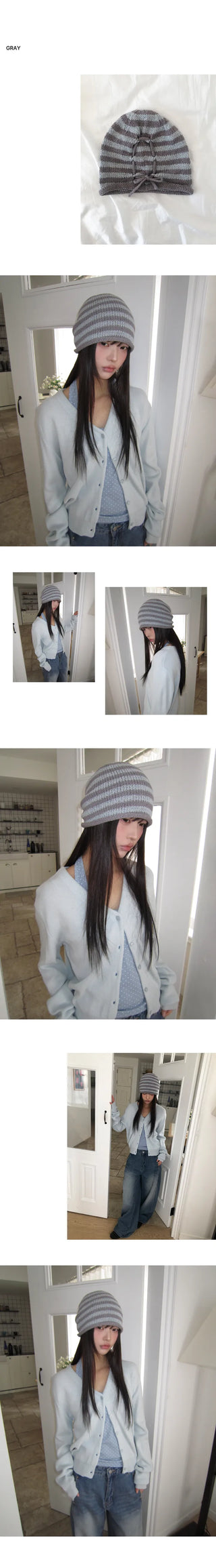 Beheel Stripe Shirred Beanie