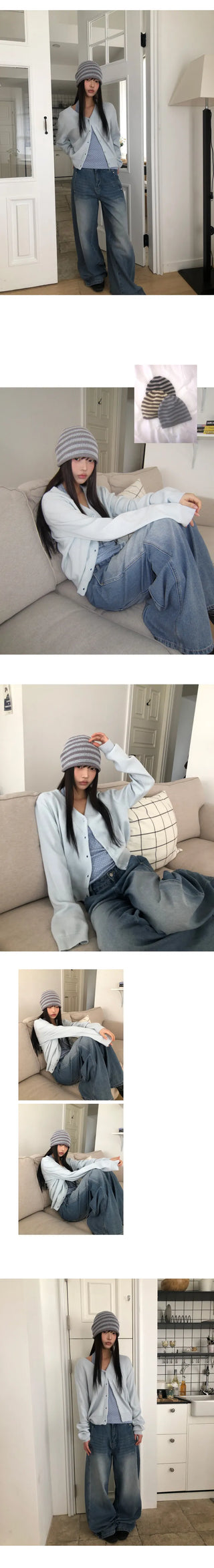 Beheel Stripe Shirred Beanie