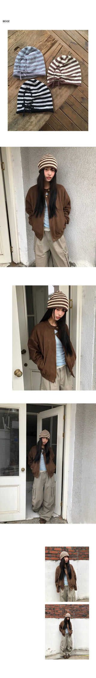 Beheel Stripe Shirred Beanie