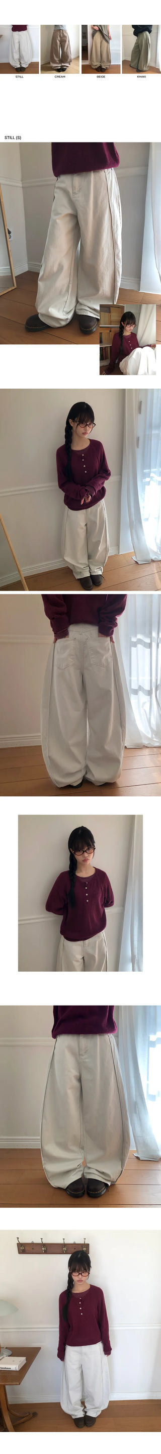 Kenu Cutout Balloon Wide Cotton Pants