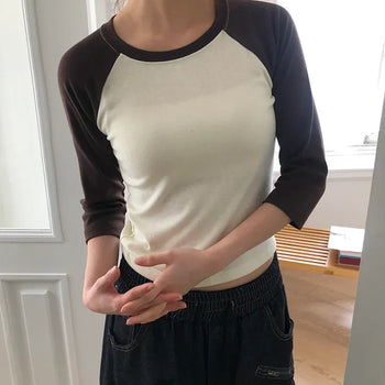 Senil Raglan Color Block 3/4 Sleeve T-shirt