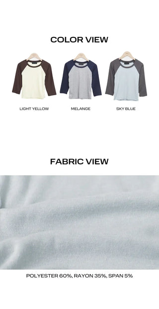 Senil Raglan Color Block 3/4 Sleeve T-shirt