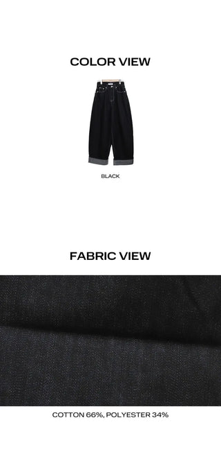 Theron Rolled-up Raw Wide Denim Pants