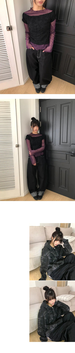 Theron Rolled-up Raw Wide Denim Pants