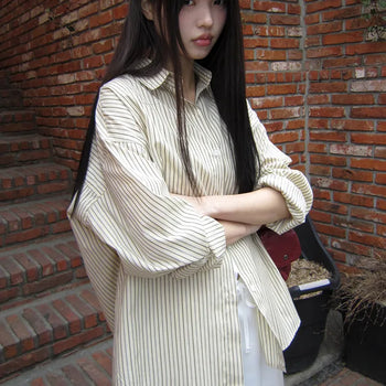 Kael Color Block Stripe Loose Fit Long Sleeve Shirt