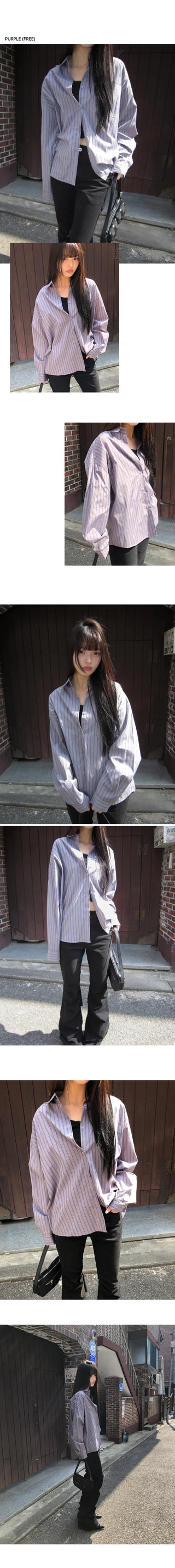 Kael Color Block Stripe Loose Fit Long Sleeve Shirt