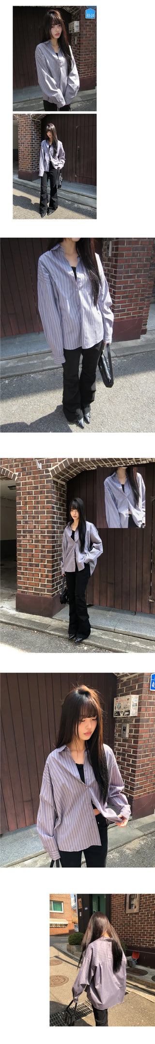 Kael Color Block Stripe Loose Fit Long Sleeve Shirt
