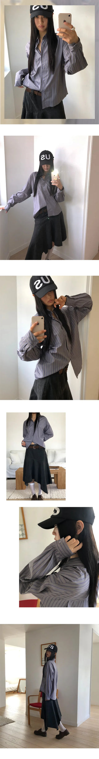 Kael Color Block Stripe Loose Fit Long Sleeve Shirt
