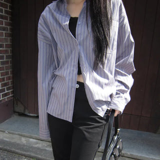 Kael Color Block Stripe Loose Fit Long Sleeve Shirt