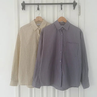 Kael Color Block Stripe Loose Fit Long Sleeve Shirt