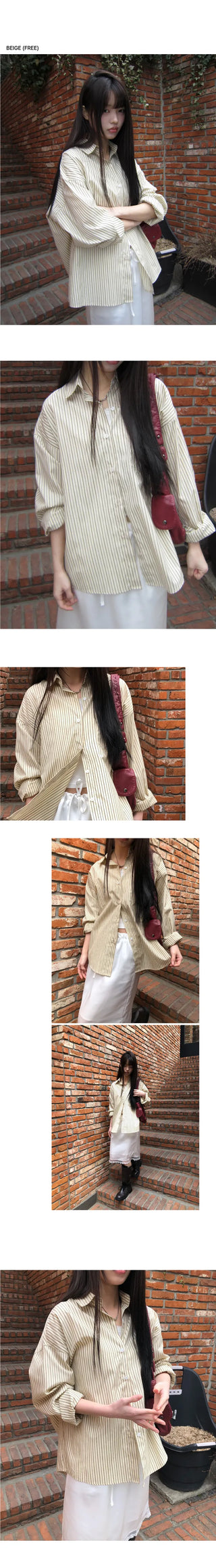 Kael Color Block Stripe Loose Fit Long Sleeve Shirt