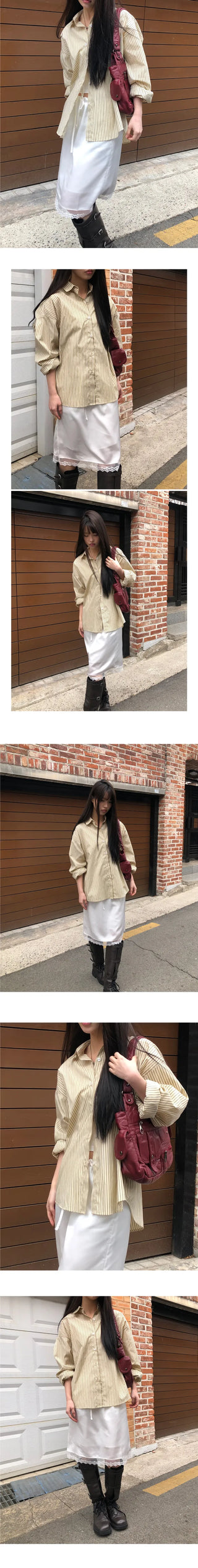 Kael Color Block Stripe Loose Fit Long Sleeve Shirt